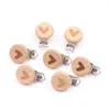 PACIFIERS# 5PCS Härlig trä PACIFIER Kedja Natural Beech Wood Baby Pacifier Clips Diy Dummy Clips Accessoryl2403