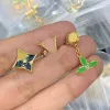 3Pcs/Set Elegant Cute Star Clover Ear Stud Charm Earring Dangle Drop Earrings Luxury Brand Designer Earring Stainless Steel Women Wedding Party Trendy Jewelry