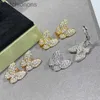 Boucles d'oreilles de créateur originales de qualité supérieure de qualité supérieure V Placage or V Gold Placing Full Diamond Butterfly Oreilles Boucles avancées Bijoux avec logo