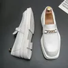 Casual Shoes Male White Loafers Slip On Platform Man P30D50