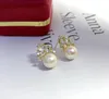 Stud Earrings JY Pure 925 Sterling Silver Round 8-9mm Fresh Water White Pearls Studs Women Fine Pearl Clasps