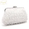 Abendtaschen Frauen weiße Perlenschale Clutch Geldbörse Elegante Luxushochzeitsfeier Perle kleine Handtaschen -Kettenumhängetasche ftb333