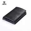 Innehavare Hot Sale RFID Card Protection Men's Leather Card Case Mini Wallet RFID Blocking Aluminium ID Credit Card Holder For Man