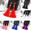 Autres femmes Bohemian Crystal Long Tassel Boucles d'oreilles pour fille en soie blanche rouge Drop rose fleur de boucle d'oreille de mode de mode 240419