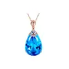 Colliers pendants Hoyon 14K Rose Gold Color Collier Blue Sapphire Pendant Femmes Topaze Chalcédoine Percenki Bizuteria Jewelry 240419