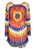 Basic Casual Dresses Bikini Cover Up Rainbow Crochet Top Handmade gebreide strandjurk met lange mouwen Zomer mode zwemkleding Tuniek Topkwaliteit 240419