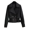 Women's Jackets Spring Jacket For Women Stylish Double-breasted Lapel Collar Elastic Waist Pocket Detail Casual Fashionable