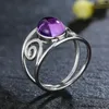 Cluster anneaux Style Natural Amethyst Ring 925 Sterling Silver for Women Luxury Finger Wedding Party Gift Fine Bijoux