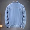 Heren Jackets Plus Size 5xl-M Boutique Denim Jacket Spring Motorfiets Fashion Top Koreaans Casual Light Blue