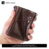 Wallets Genodern New Cheget Double Zipper Men carteira com cadeia de metal RFID Short Hasp para Man Women Multi Funcion