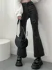 Jeans femminile 2024 per donne pantaloni di bagliori in denim nera vintage harajuku retrò streetwear high waist slim mom pantalone y2k