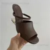 Sandaler Brown Women Slippers Peep Toe Gladiator Sandaler Letter Strange Heel Lady Dress Pumpar Summer utanför Mules High Heel Wedge Shoes T240416