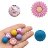 Link Bracelets Daisy Silicone Beads Peach White Flowers Shape Loose Bead Spacer With Elastic Rope