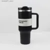 Mokken 40oz Tumblers Cup met handvat Geïsoleerde roestvrijstalen tuimelaar deksels Straw Car Travel Mugs Coffee Tumbler Termos 40 oz kopjes klaar om water flessenq240419 te verzenden