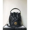 Väskor Mini Bucket Leather Sheepskin, Diamond Grid Crossbody Handbag