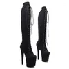 Dance Shoes Auman Ale 20cm/8 pollici in pelle scamosciata Testa tondo superiore sexy Exotic High Platform Platform Women Boots Pole 012