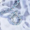 Pendant Necklaces Romantic 14K White Gold Lab Aquamarine Diamond Jewelry set Engagement Wedding Earrings Necklace For Women Bridal Promise Gift 240419