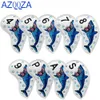 Golf Iron Club Head Covers HeadCovers Set-Pu Leather Golf Club Protective Case Shark Embroidery Fits Golf Iron Clubswhite/Blue 240409