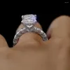 Ringos de cluster Laboratório de luxo Diamante Promise anel 925 Becada de casamento de noivado de prata esterlina para mulheres jóias para os dedos de festa de noiva