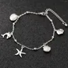 Anklets 1pc Stainless Steel Link Cable Chain Anklet Shell Star Dolphin Charms Silver Color Women Beach Barefoot Sandal Jewelry