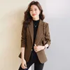 Costumes pour femmes à café haut de gamme veste dames blazer tops 2024 torse de loisir au printemps 1 bouton slim casaco féminino