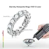 حلقة Solitaire Lnngy All Moissanite Eternity Ring 3mm 0.1ct 5mm 0.5ct 925 Sterling Silver Wedding Band for Women Lovers Party Jewelry Gift D240419