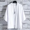 Ethnic Clothing Men's Lightweight Kimono Jacket Women Seven Sleeve Open Front Cardigan Coat Japanese Style Bathrobe