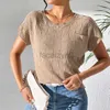 Damen T-Shirt Sexy Tees Lose lässige Strick kurz schläfrig 2024 Frühlings-/Sommer Neue, farbgestrickte T-Shirt Frauenpendler Top Plus Size Tops