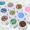 1Box sereias de chapas redondas coloridas para maquiagem de face de manicure, strass de arco -íris de cristal bling para unhas de decoração diy ornamentos de diamante