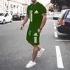 Tracki męskie Summer Luksusowy luksusowy zestaw odzieży sportowej Maza moda swobodny t-shirt + szorty 2-częściowy zestaw T240419