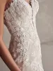 Wspaniałe sukienki ślubne syreny koraliki aplikacje koronkowe suknie ślubne na zamówienie seksowne paski spaghetti bez pleców