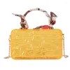 バッグ2024春の夏InsトレンディPVCフラップキャンディー透明なカラーチェーンスープロックショルダーミニハンドバッグ