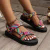 Summer Platform Flat Sandals Women Light Nonslip Beach Shoes Söt rep för komfort Gladiator Sandalias Mujer 240419