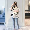 Dresses Vneck Pregnant Woman Summer Shirts Ruffled Bow Half Sleeve Long Loose Maternity Chiffon Blouses Polka Dot Pregnancy Clothes