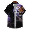 Herren lässige Hemden Animal Hawaiian Shirt 3d Tigerdruck hochwertiger Kleidungsstraßen Designer kurzärmelig Strandparty Sweatshirt Tops