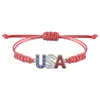 Charm Armband American Independence Day Armband Personlig mode MTI Layered USA Flag Five Pointed Star Pendant Drop Delivery OTPVP