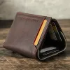 Plånböcker Kontaktens äkta läder Men plånbok RFID ID Kreditkortshållare Vintage Small Trifold Wallet Dragkedja Mynt Högkvalitativ man handväska