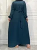 Ubranie etniczne Hot Selle proste sukienki marokańskie sukienki Kaftan Turcja Solid Kolor Zatoka Abayas Islamska Kobiety Long Sukienka muzułmańska saudyjska szata Ramadan D240419