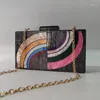 Evening Bags Colorful Rainbow Handbag Retro Resin Handle Party Prom Clutch Purse Patchwork Box Wallets Women Luxury Acrylic