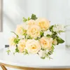 Dekorativa blommor Fake Silk Flower Elegant Artificial Rose Branch med STEM för Home Wedding Party Decor Faux inomhus Fotunning