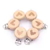 Pacifications # 5pcs Belle chaîne de sucette en bois Natural Beech Wood Baby Pacificier Clips DIY Clips factice accessoryl2403