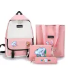 Bags 4pcs Backpack Suit BT21 Kpop Backpack+Shoulder Bag+Handbag+Pencil Case Girls Kawai Stationery Supplies Fashion School Bag