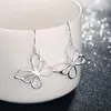 Dingle örhängen 925 sterling silver fjäril droppe för kvinna bröllop engagemang fest mode charm smycken