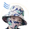 Berets Bocca emmer hoed met masker zonbescherming visser hoeden zonnebrandcrème adembare bloemenprint pet voor vrouwen meisje lente zomer