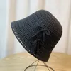 Berets Korean Version Instagram Spring/Summer Fisherman Hat Sweet Bow Knitted Bowl Sunshade And Sunscreen Bucket