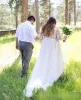 Robes de mariée country de taille plus 2024 Nouvelles arrivales manches longues illusion en dentelle applique en mousseline