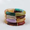 FishSheep Colorful Acrylic Bamboo Bracelets For Women Stretch Resin Beads Elbow Cuff Charm Bracelets Bangles Y2K Jewelry 240419