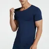 M5XL Men Summer Ice Silk Shirt Korte mouwen naadloos V Nek Top Solid Color Ultradathin Cool Sport T -shirt Underhirt Plus Size 240403