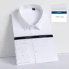 Camisas de vestido masculinas DP algodão sem manga longa Men Square Collar Well Fit