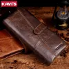 Wallets Kavis Brand 100% Genuine Cowhide Leather Portomonee Vintage Walet Male Wallet Men Long Clutch with Coin Purse Pocket Rfid
